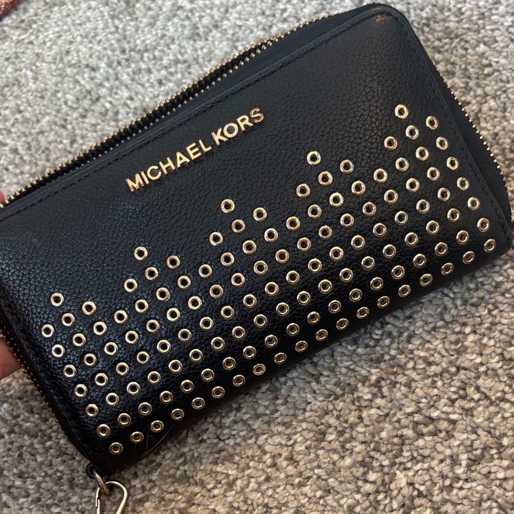Michael Kors Black Wallet with Gold Eyelets